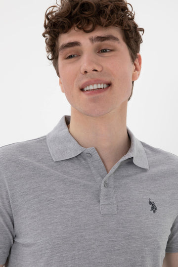 USPA Polo Shirt Men  Grey Melange VR086 USPOM289 Single Color Horse US Polo Assn.